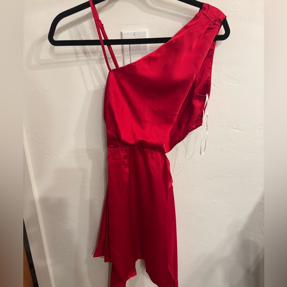 Hello Molly Vibrant Red One-Shoulder Dress Size Small (US 4) NWT